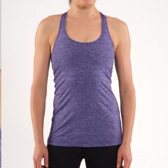 Lululemon Cool Racerback Tank Top Reversible Blue Purple Heathered Size 4 - Picture 2 of 9